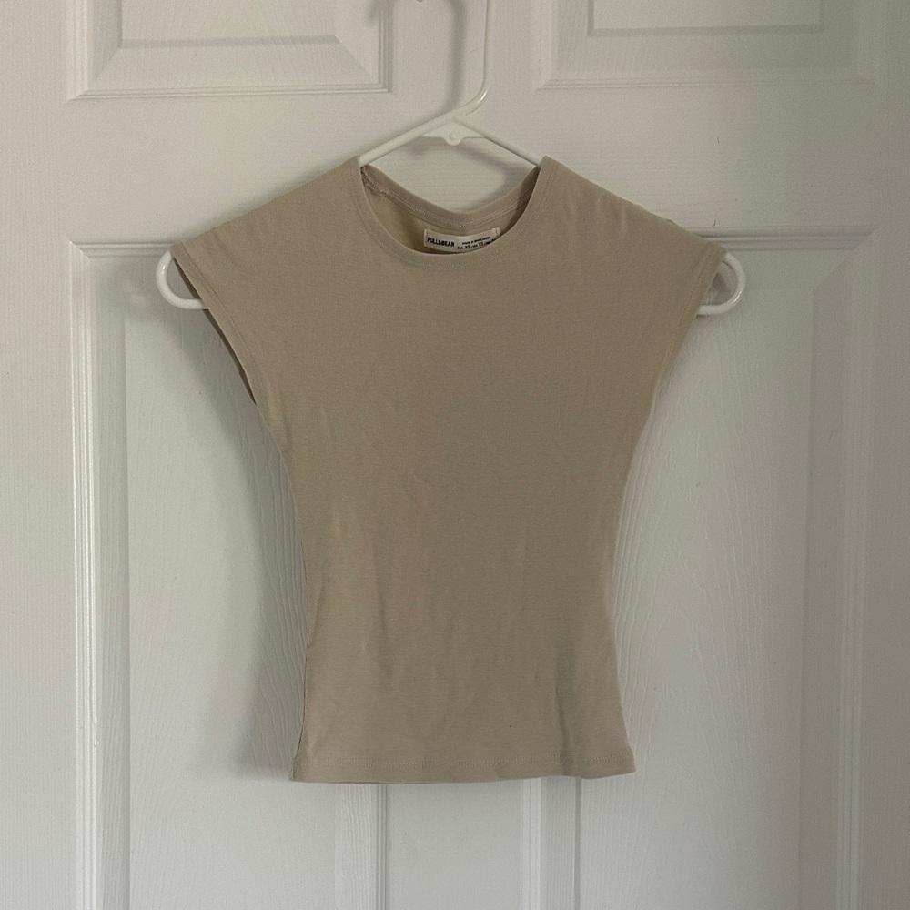 Pull&Bear Beige Muscle Tee